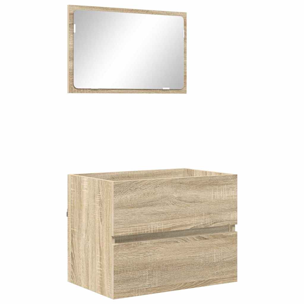 vidaXL Badkamermeubel Set met lade met opslag Sonoma Eik Bewerkt hout