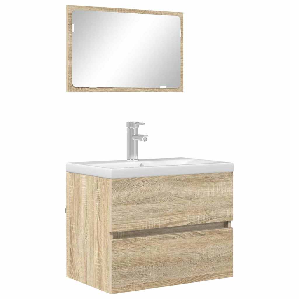 vidaXL Badkamermeubel Set met lade met opslag Sonoma Eik Bewerkt hout