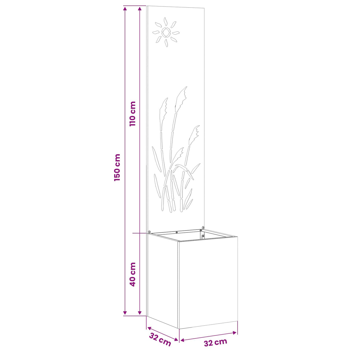 vidaXL Garden Privacy Screen Black 32 x 140 cm Cold-rolled steel