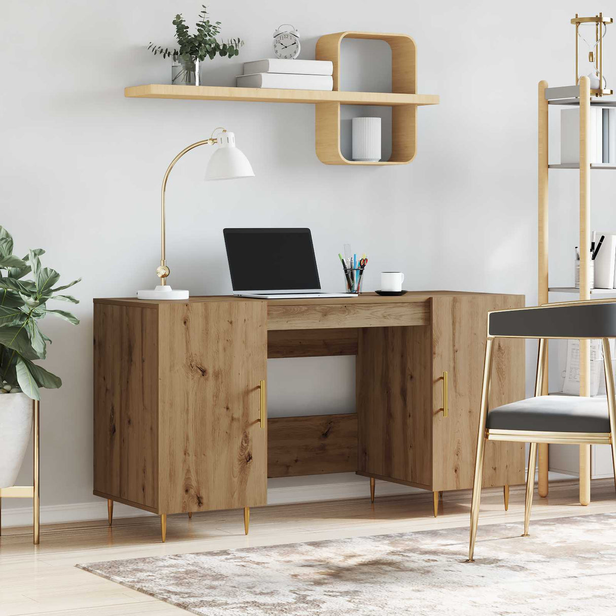 vidaXL Bureau 140x50x75 cm bewerkt hout wit
