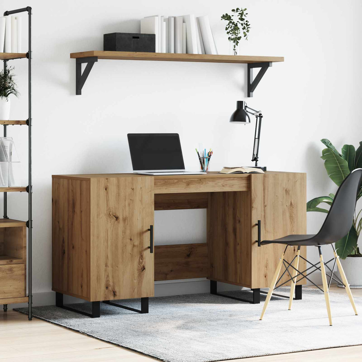 vidaXL Bureau 140x50x75 cm bewerkt hout wit