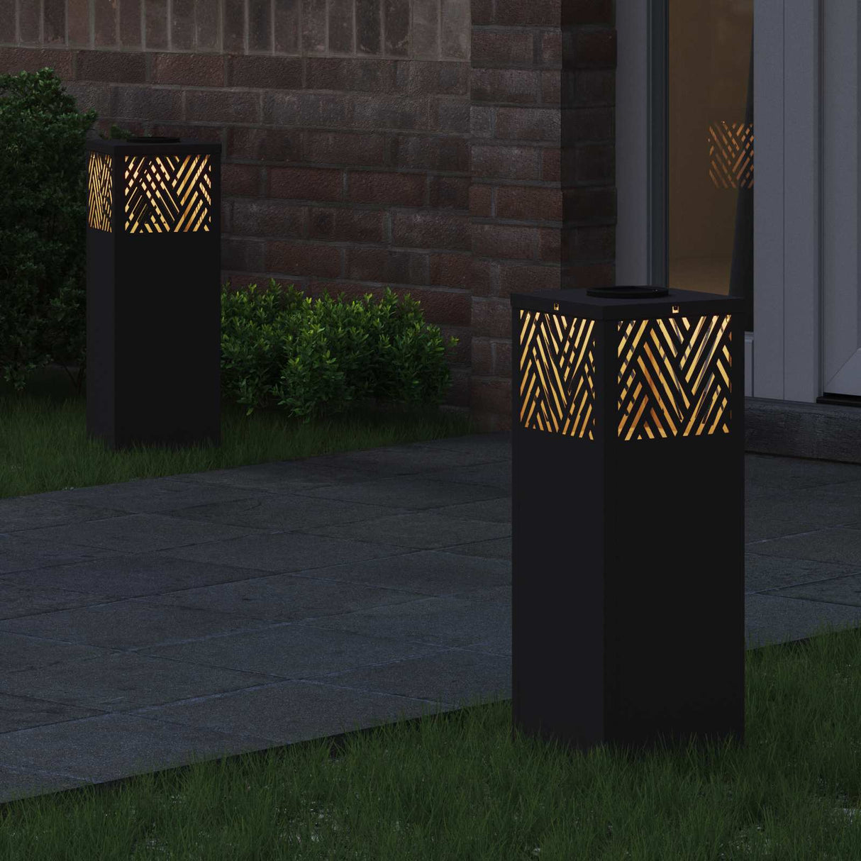 vidaXL Zonne LED Pad Licht 2 pcs Zwart Koud Gewalst Staal