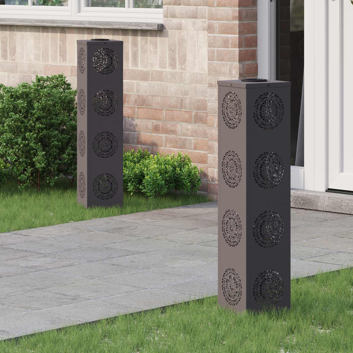 vidaXL Solar LED Pathway Light 2 pcs Black Cold Rolled Steel