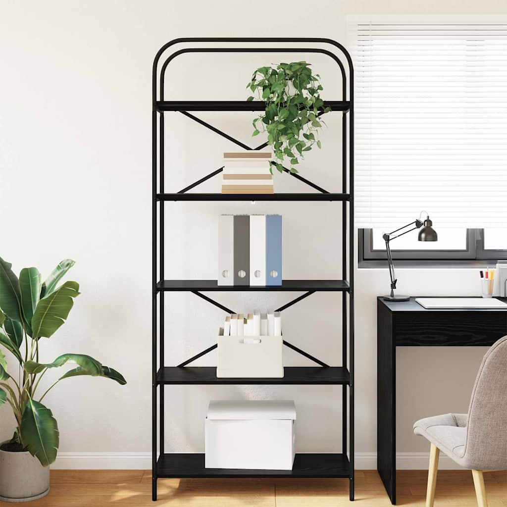 vidaXL Boekenplank Zwart Eiken 80 x 30 x 183 cm Bewerkt hout