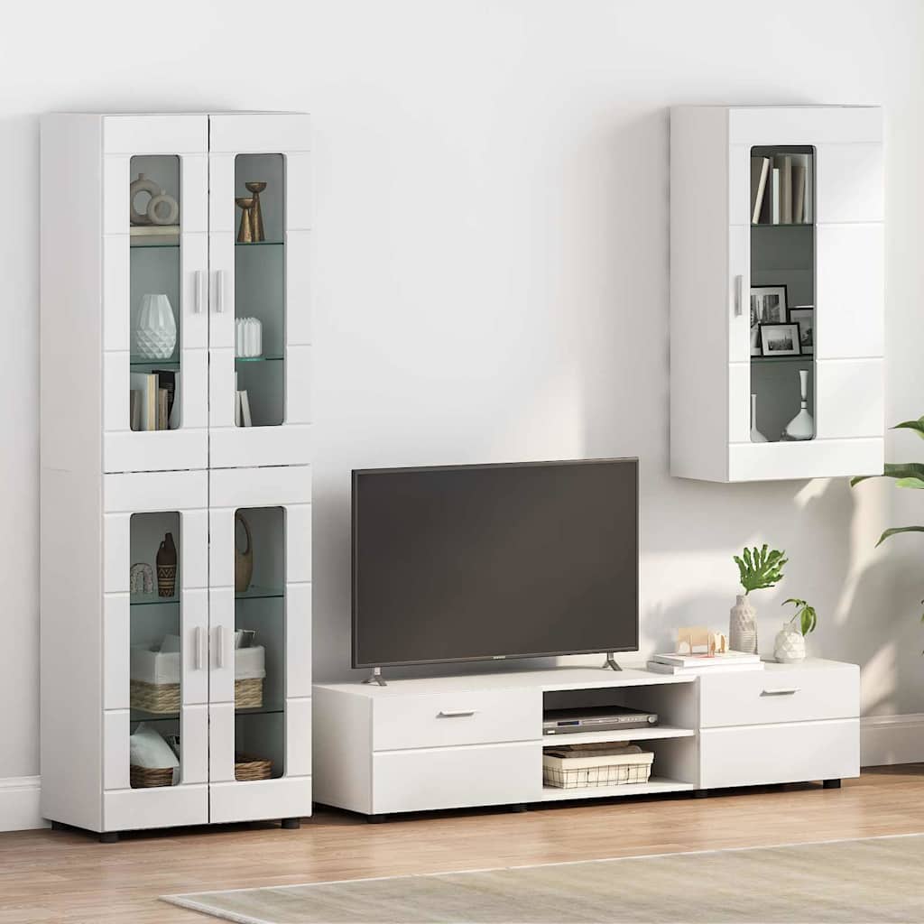 vidaXL Highboard met plank FLORIN Wit 60 x 35 x 182 cm Bewerkt hout