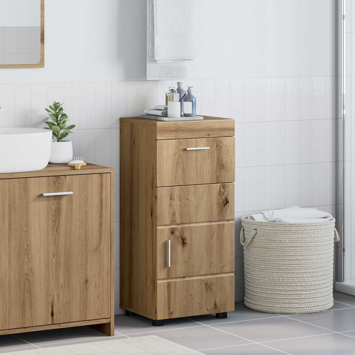 vidaXL Badkamermeubel Set TULUM 2 pcs Wit 60 x 34 x 63 cm Bewerkt hout
