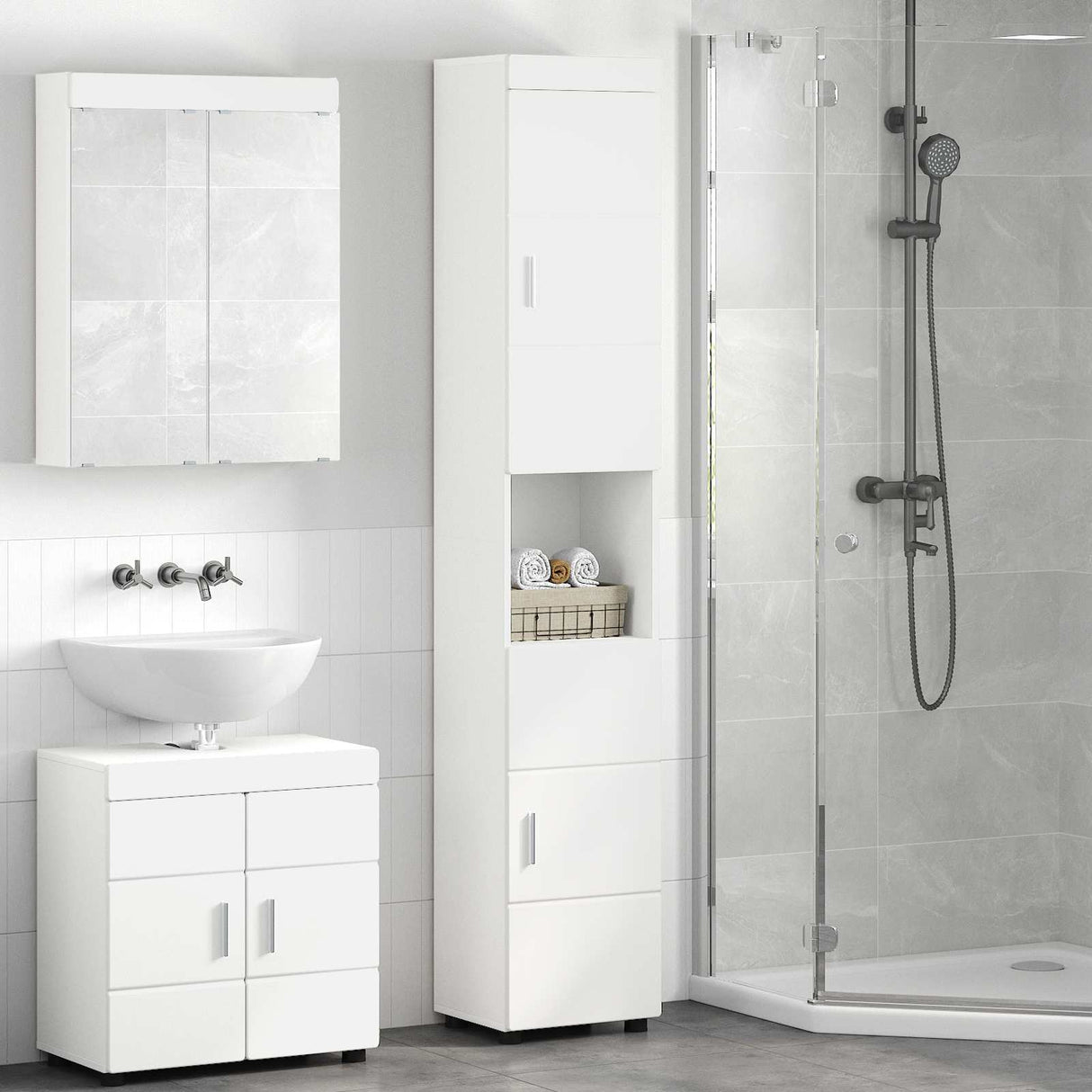 vidaXL Badkamermeubel Set TULUM 2 pcs Wit 60 x 34 x 63 cm Bewerkt hout
