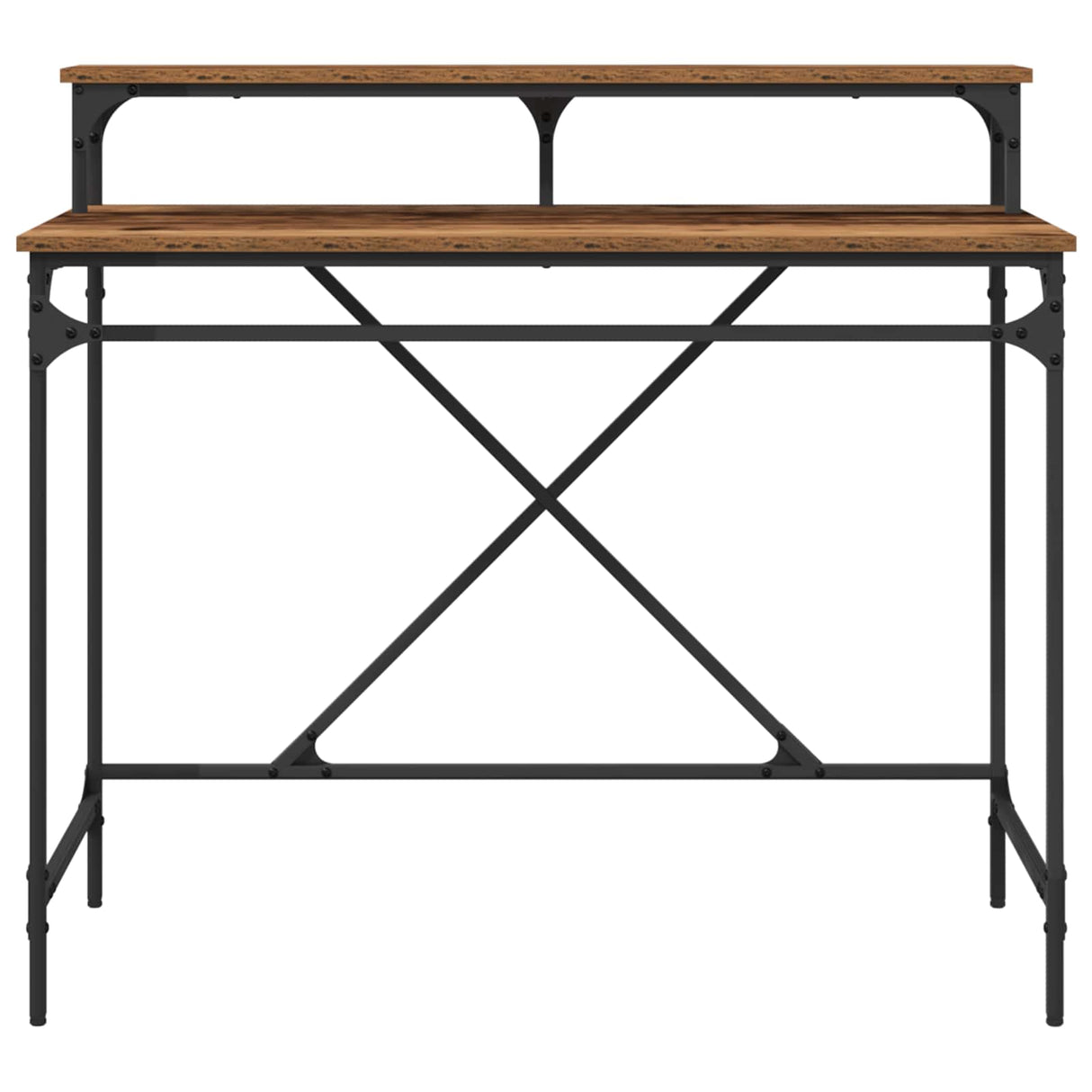 vidaXL Bureau 100x50x90 cm bewerkt hout en ijzer sonoma eikenkleur