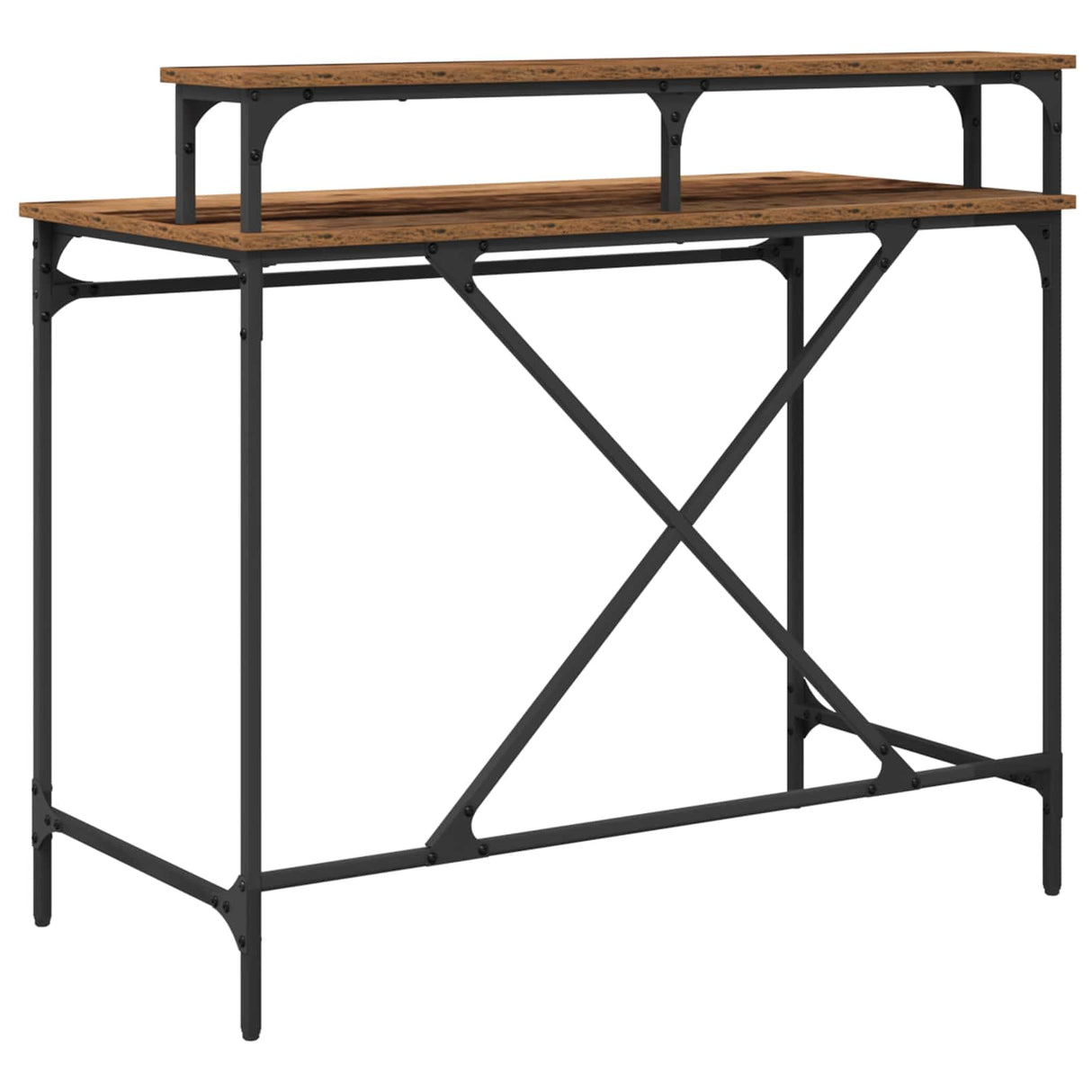 vidaXL Bureau 100x50x90 cm bewerkt hout en ijzer sonoma eikenkleur