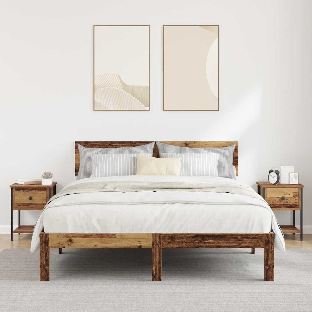 vidaXL Nachtkastje 34x35,5x45 cm bewerkt hout zwart