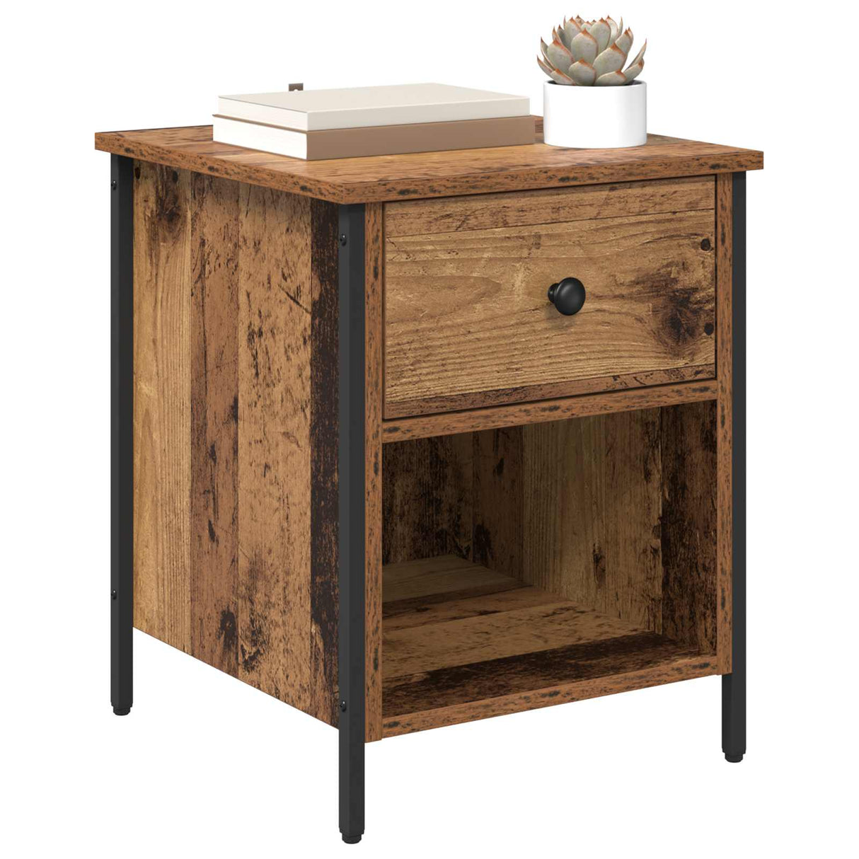 vidaXL Bedside cabinet 40x42x50 cm engineered wood black