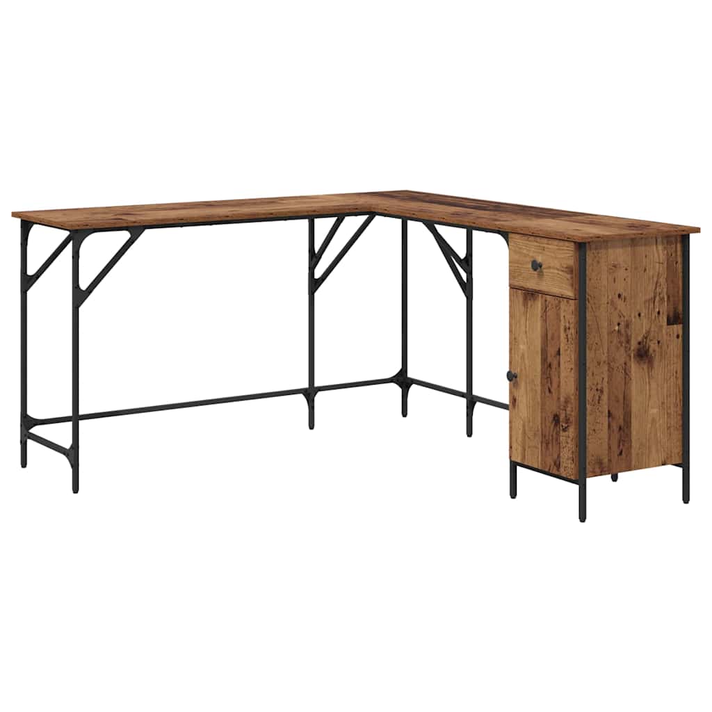 vidaXL Bureau 141x141x75 cm bewerkt hout zwart