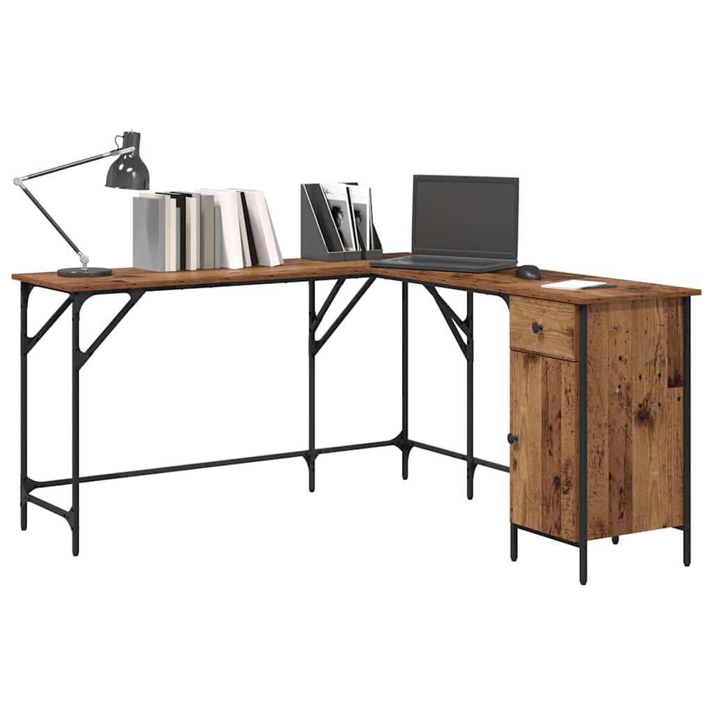 vidaXL Bureau 141x141x75 cm bewerkt hout zwart