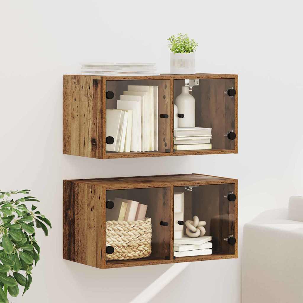 vidaXL Wall Cabinet with Glass Doors 68.5x37x35 cm White