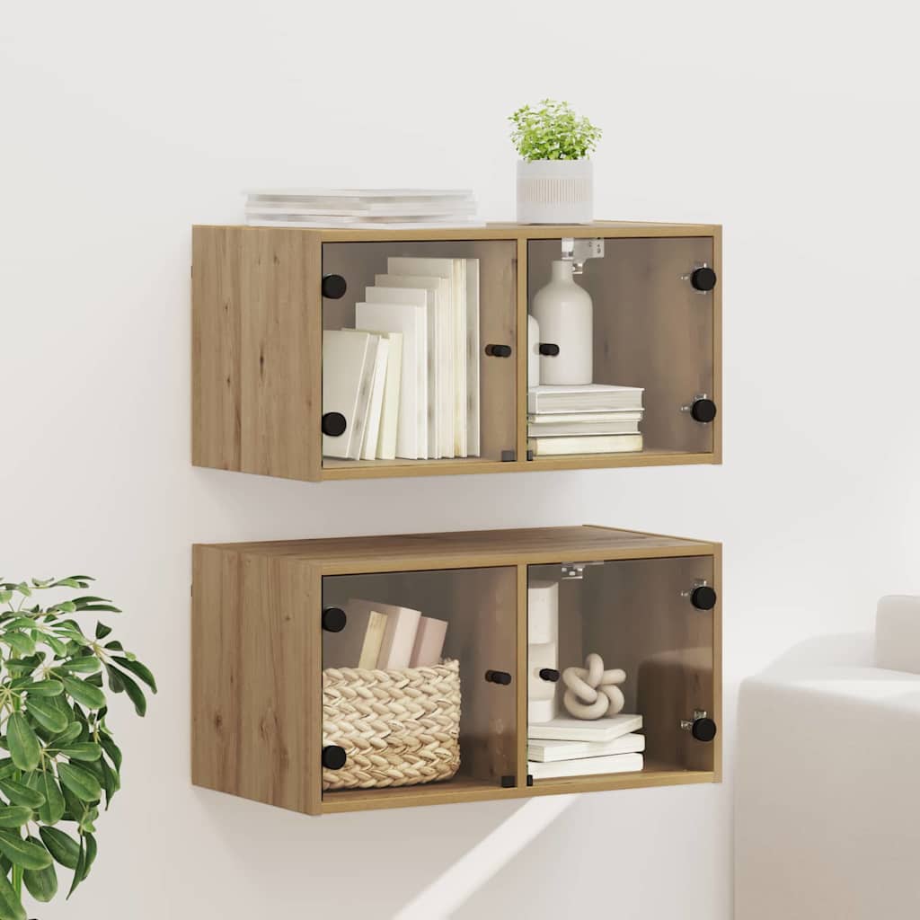 vidaXL Wall Cabinet with Glass Doors 68.5x37x35 cm White