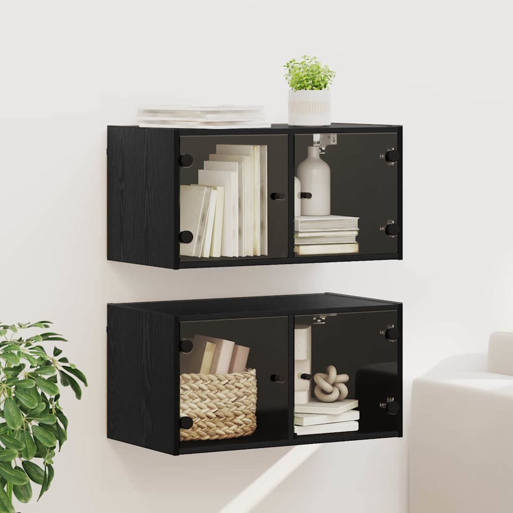vidaXL Wall Cabinet with Glass Doors 68.5x37x35 cm White
