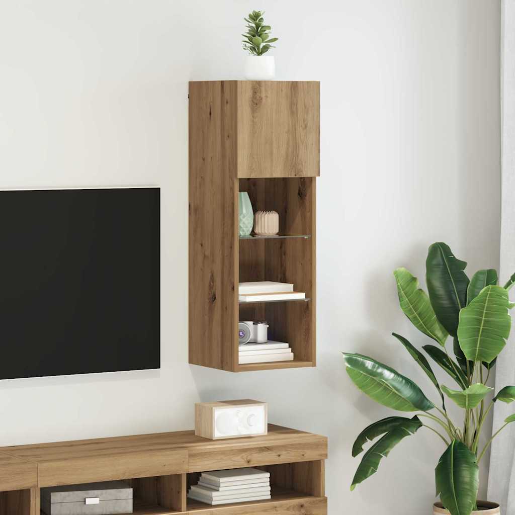 vidaXL TV Cabinets 2 pcs with LED lighting 30.5x30x60 cm white