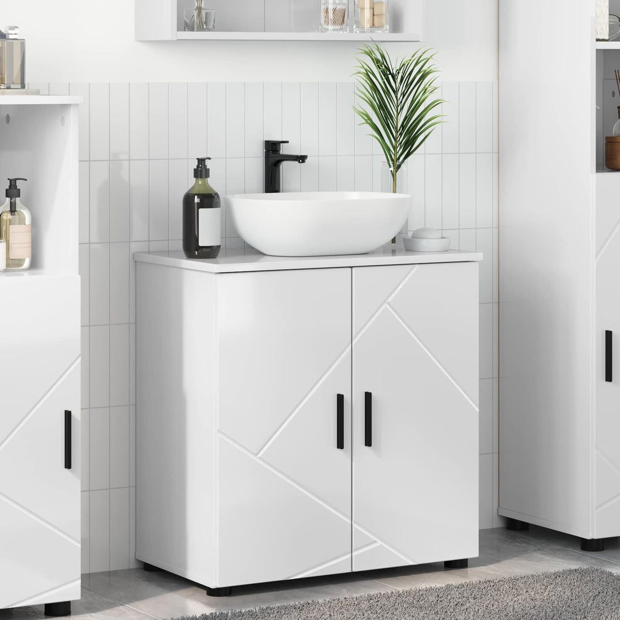 vidaXL Badkamerkast Wit 61 x 35 x 64 cm Bewerkt hout & Metaal