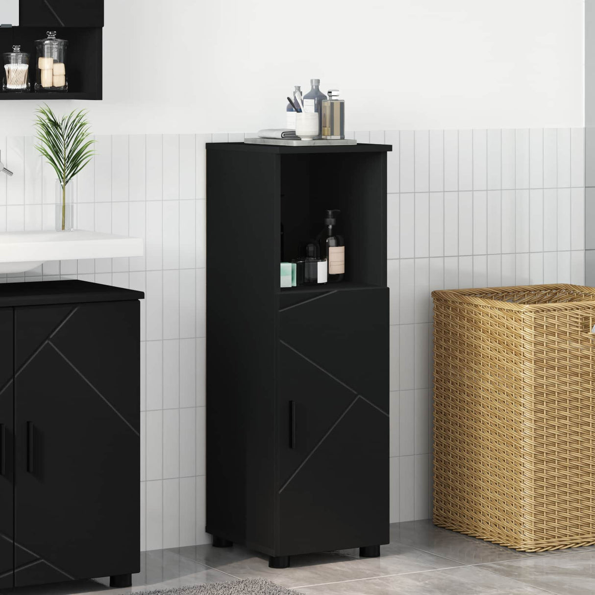 vidaXL Bathroom Cabinet White 30 x 35 x 95 cm Engineered Wood & Metal