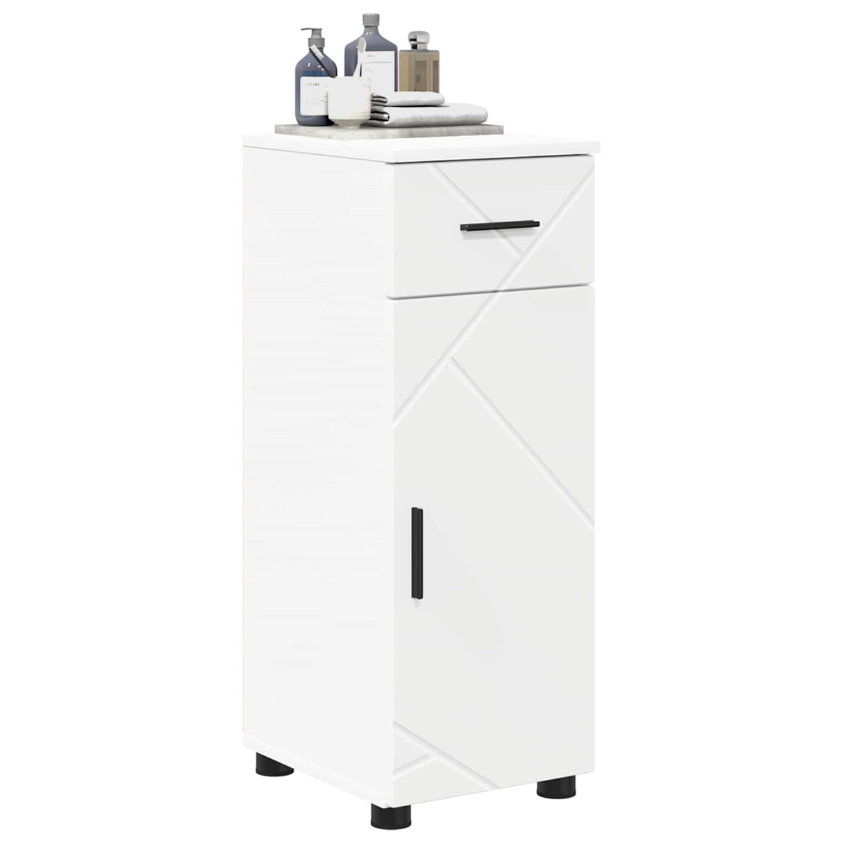 vidaXL Bathroom Cabinet with Drawer White 30x35x80 cm Engineered Wood & Metal