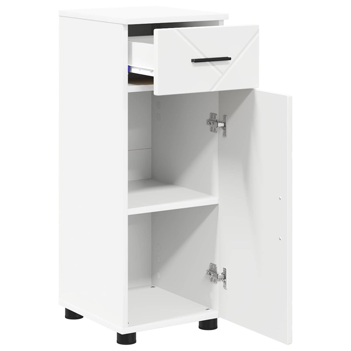 vidaXL Bathroom Cabinet with Drawer White 30x35x80 cm Engineered Wood & Metal