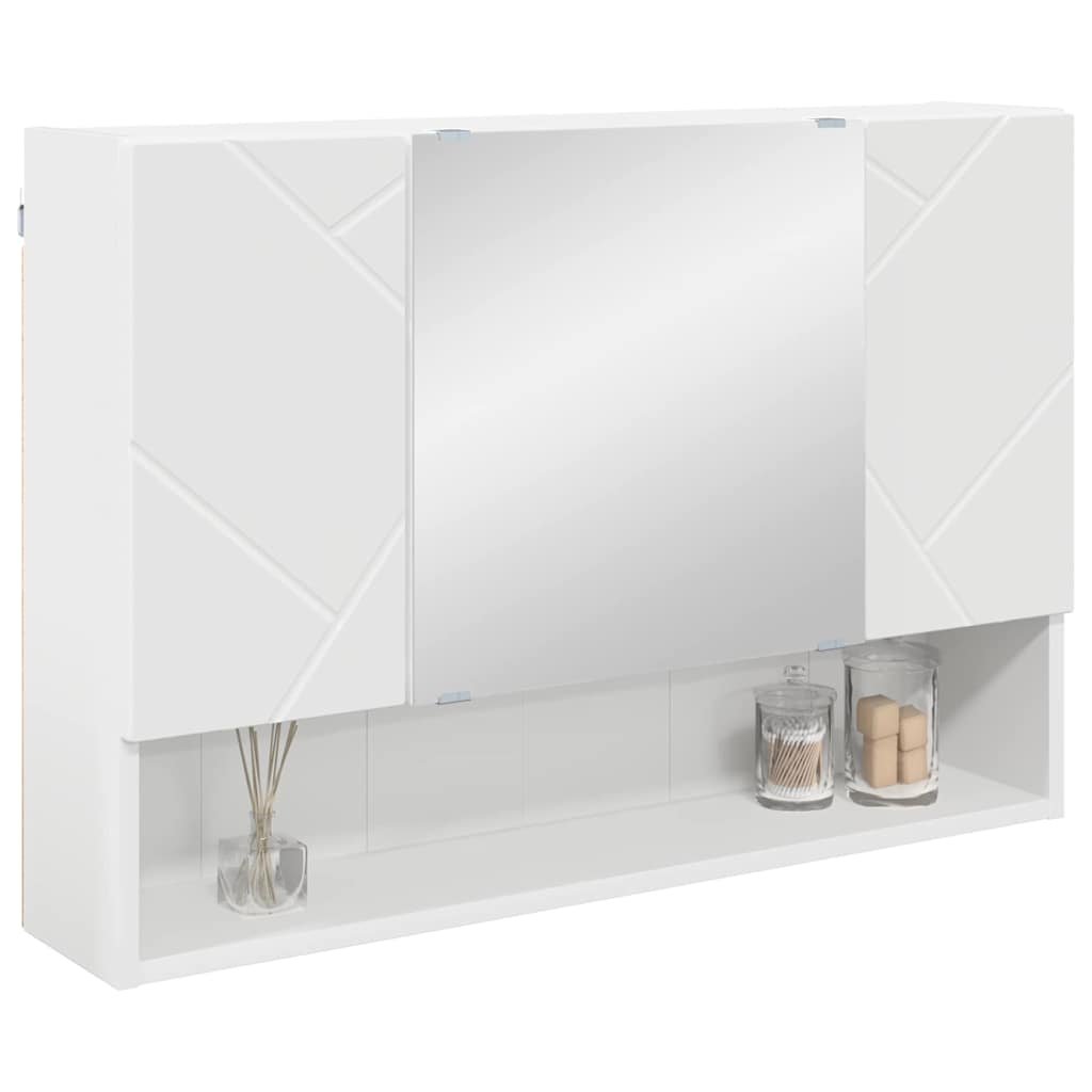 vidaXL Wall-Mounted Mirror Cabinet White 80 x 17 x 55 cm Engineered Wood