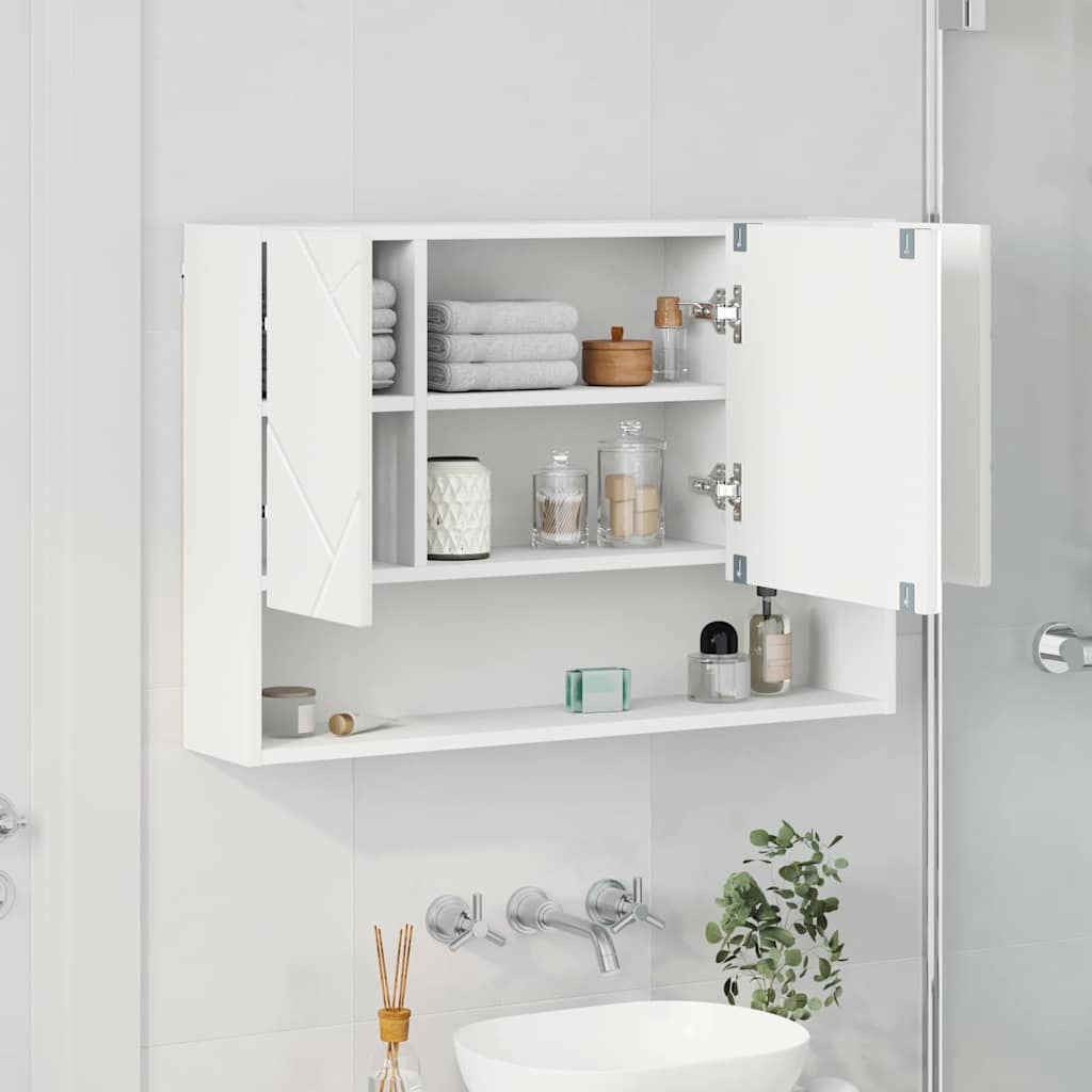 vidaXL Wall-Mounted Mirror Cabinet White 80 x 17 x 55 cm Engineered Wood