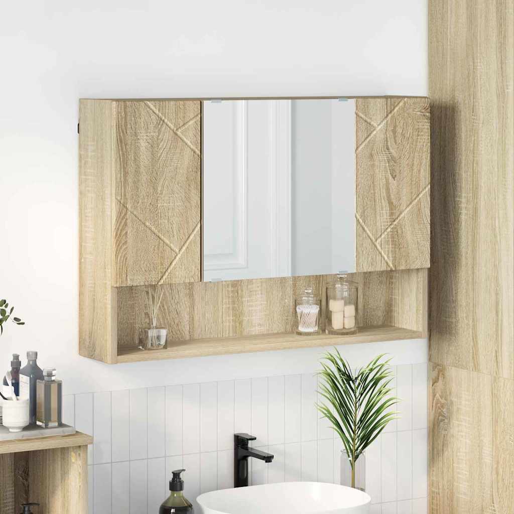 vidaXL Wall-Mounted Mirror Cabinet White 80 x 17 x 55 cm Engineered Wood