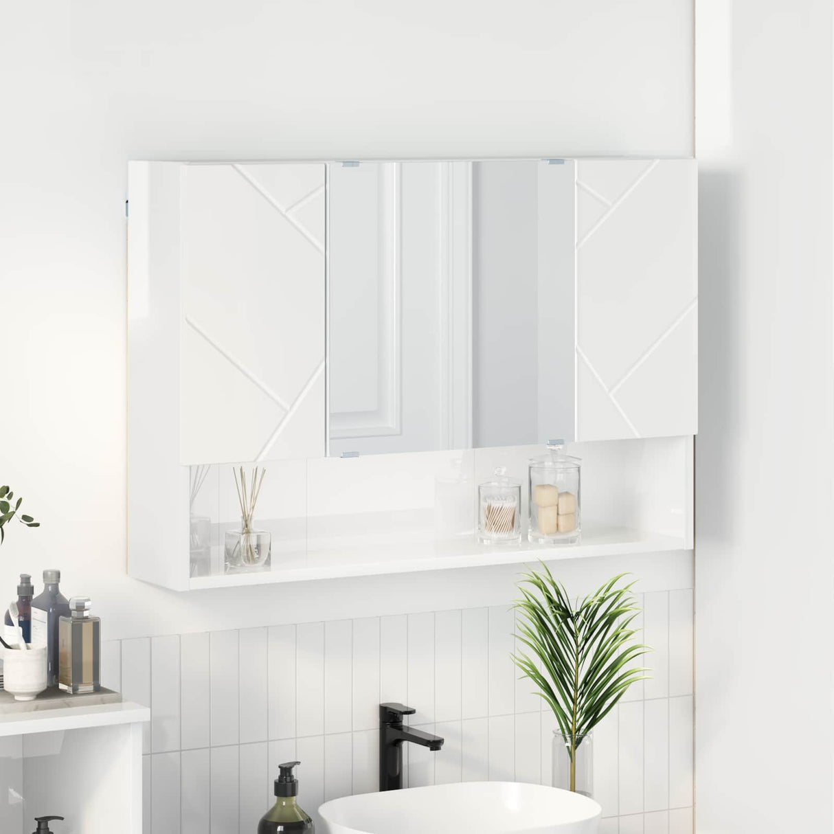 vidaXL Wall-Mounted Mirror Cabinet White 80 x 17 x 55 cm Engineered Wood