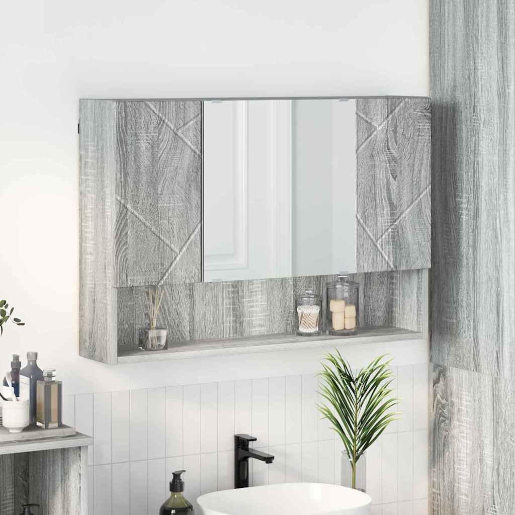 vidaXL Wall-Mounted Mirror Cabinet White 80 x 17 x 55 cm Engineered Wood