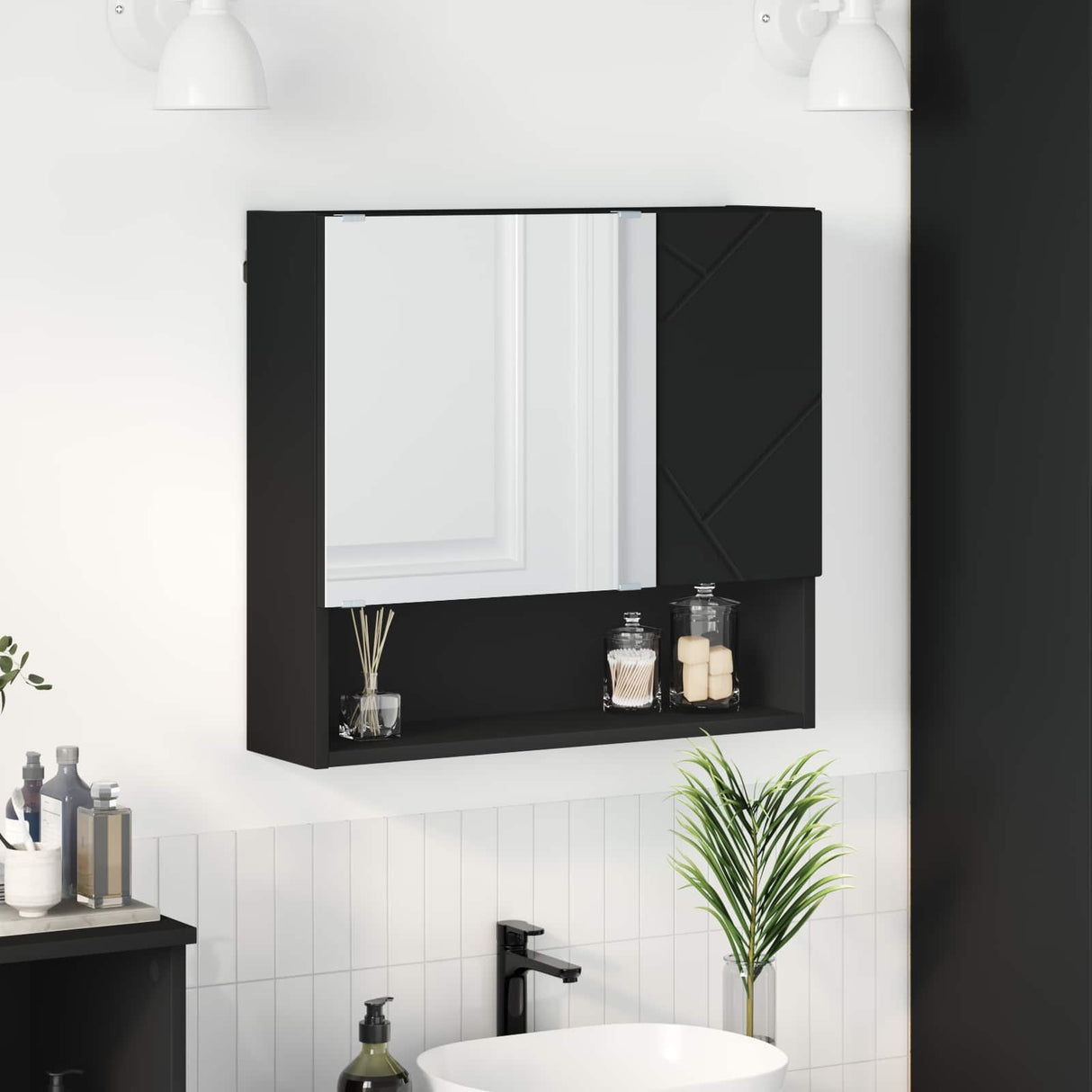 vidaXL Spiegelkast Wandgemonteerd Wit 59 x 17 x 55 cm Bewerkt hout