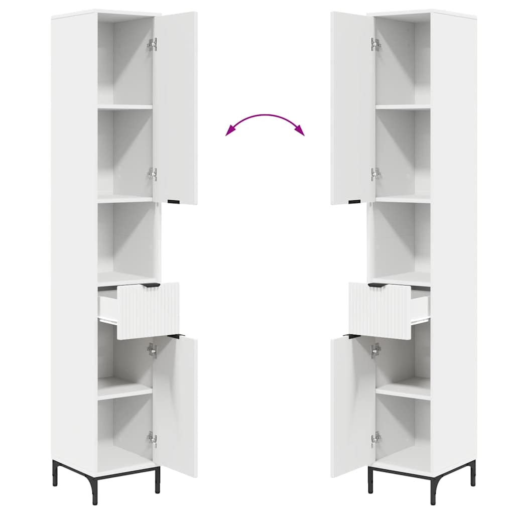 vidaXL Badkamerkast Wit 31,5 x 33 x 190 cm Bewerkt hout & Metaal
