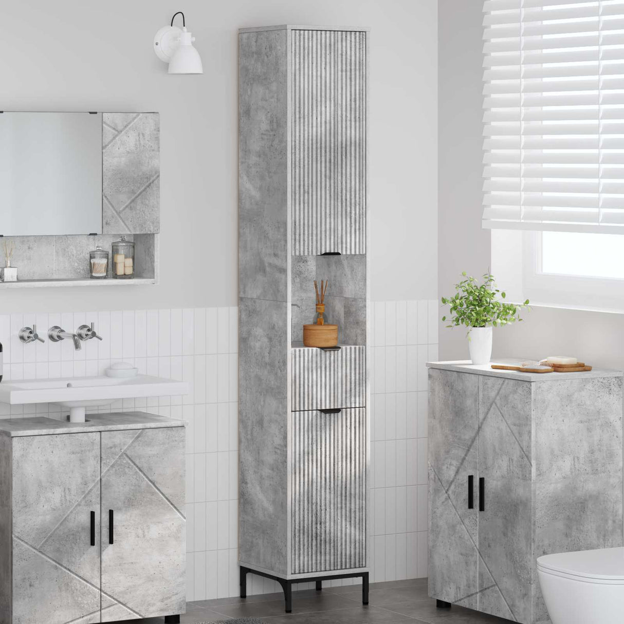 vidaXL Badkamerkast Wit 31,5 x 33 x 190 cm Bewerkt hout & Metaal
