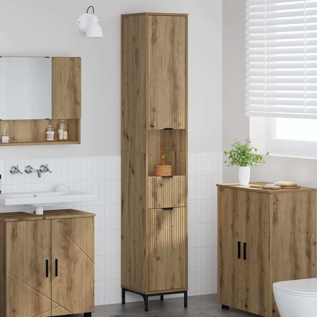 vidaXL Badkamerkast Wit 31,5 x 33 x 190 cm Bewerkt hout & Metaal