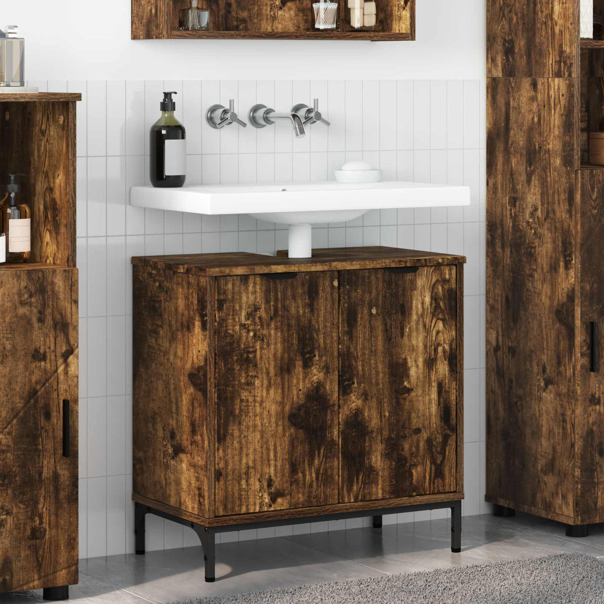 vidaXL Wastafel kabinet voor de badkamer Wit 60.5 x 33.5 x 61 cm