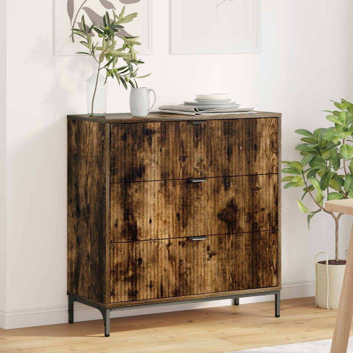 vidaXL Sideboard with Drawer White 79.5 x 33 x 82 cm Engineered wood
