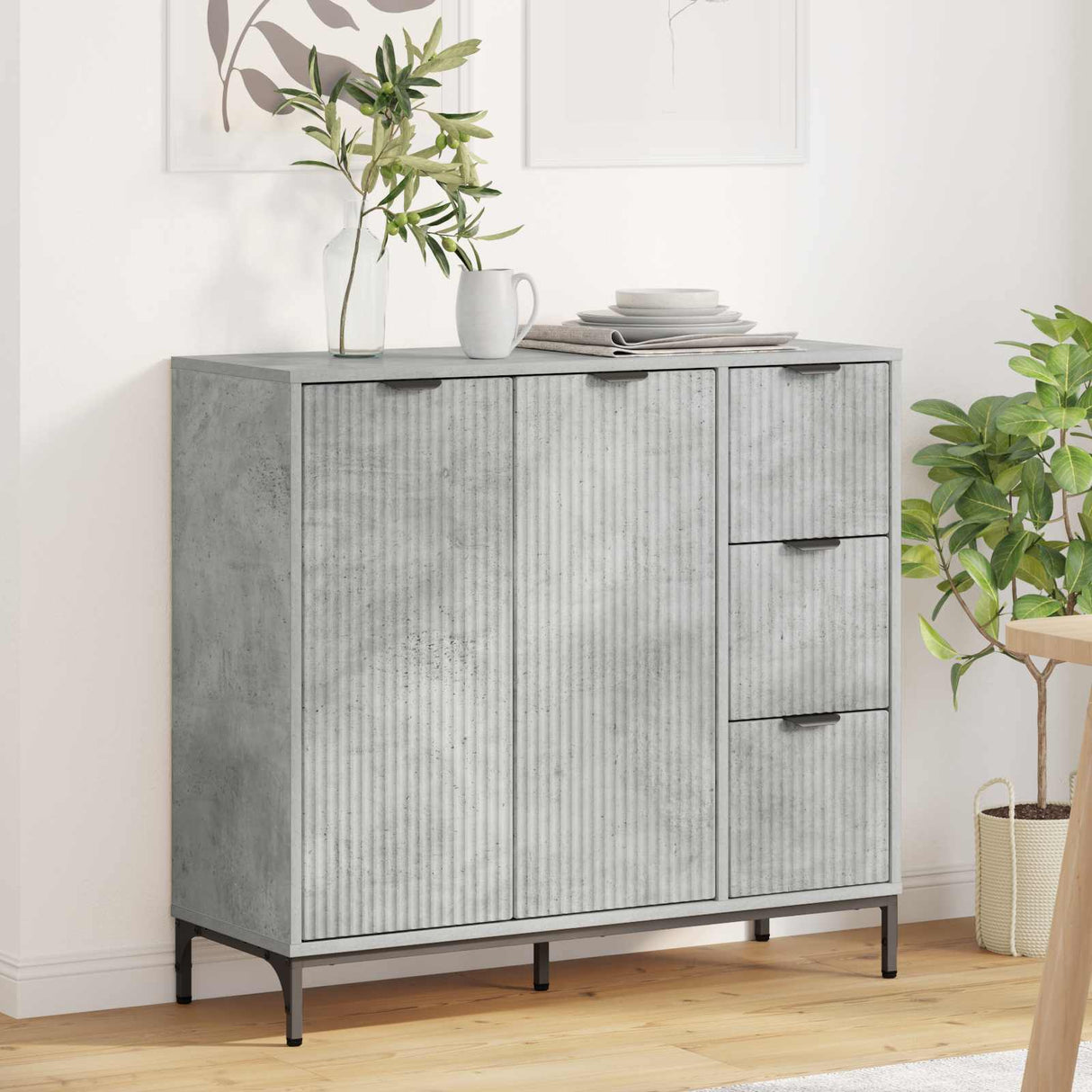 vidaXL Dressoir met lade Wit 89,5 x 33 x 82 cm Bewerkt hout