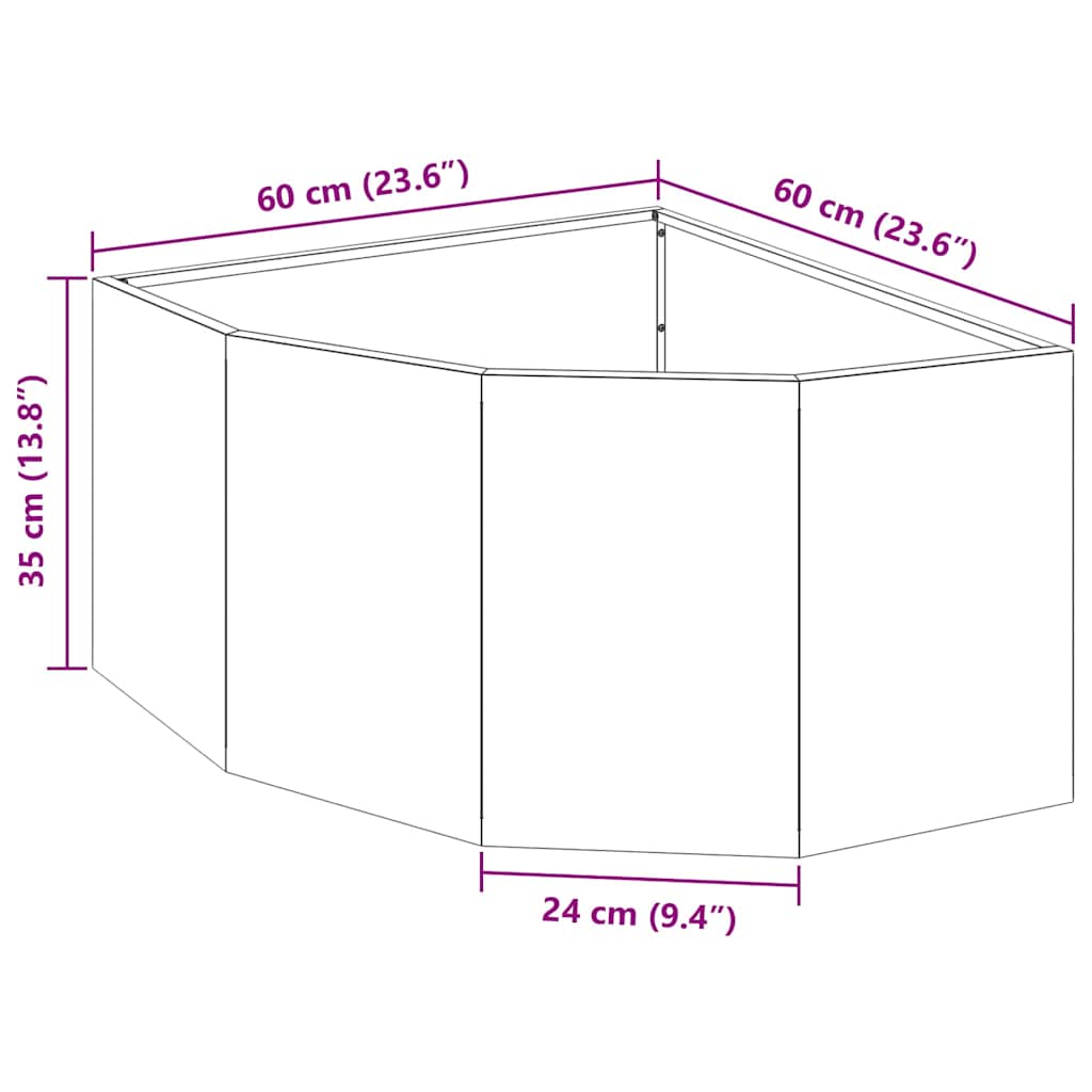 vidaXL Hoek Plantenbak Wit 60 x 60 x 35 cm Staal