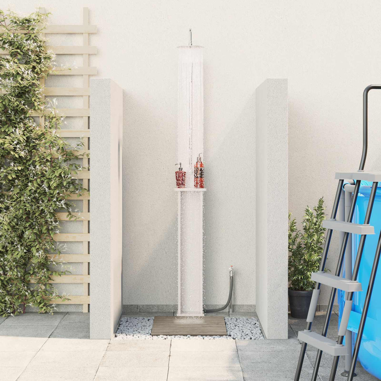 vidaXL Buitendouche 246 cm Massief grenenhout en roestvrijstaal