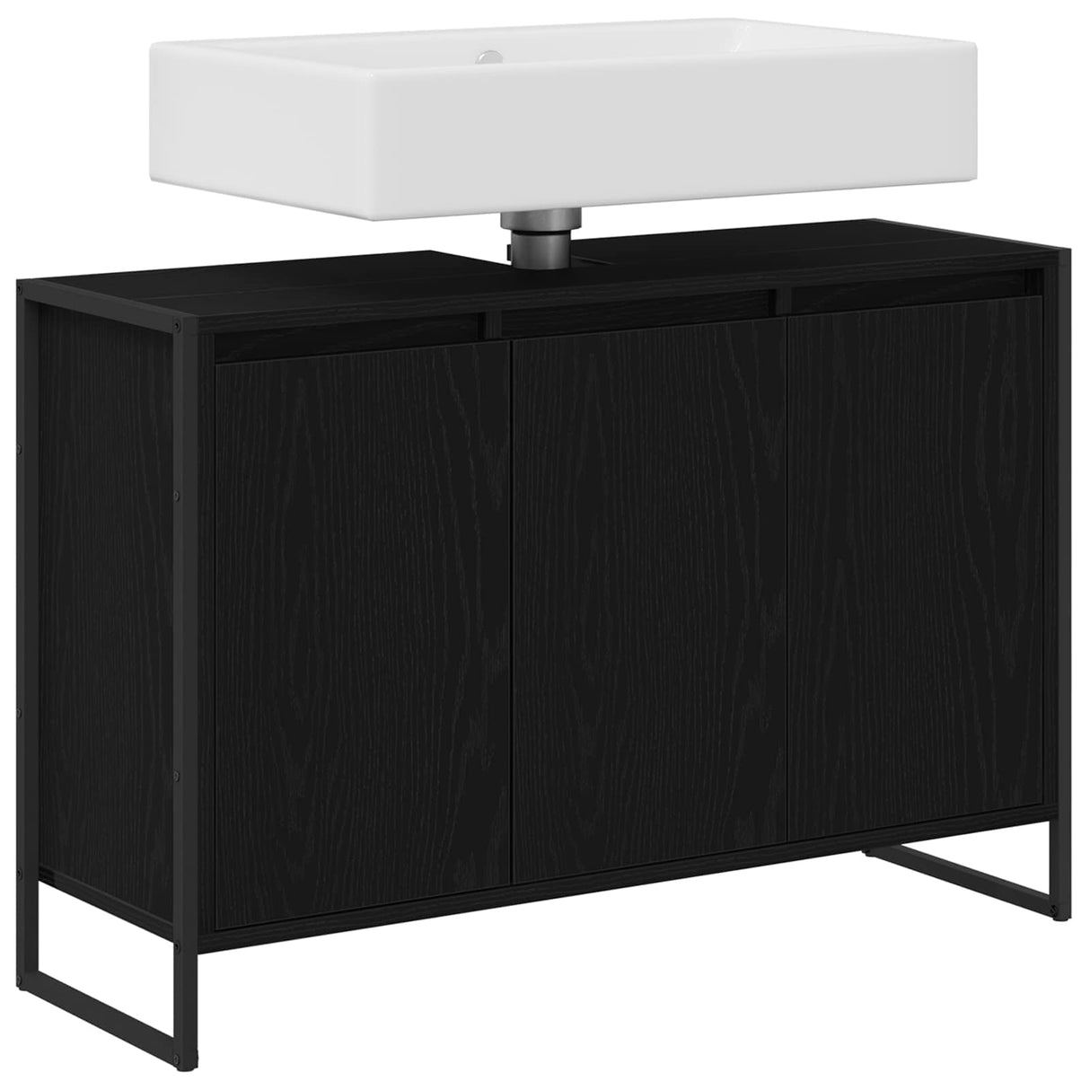 vidaXL Badkamerkast Zwart Eiken 90 x 30 x 60 cm Bewerkt hout