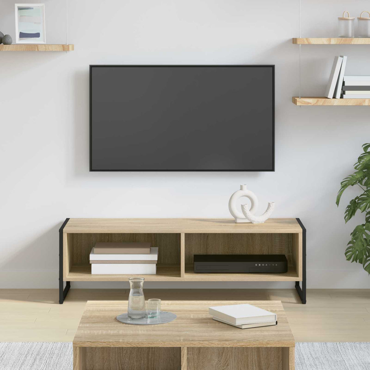 vidaXL TV Cabinet Black Oak 100 x 36.5 x 30.5 cm Engineered wood