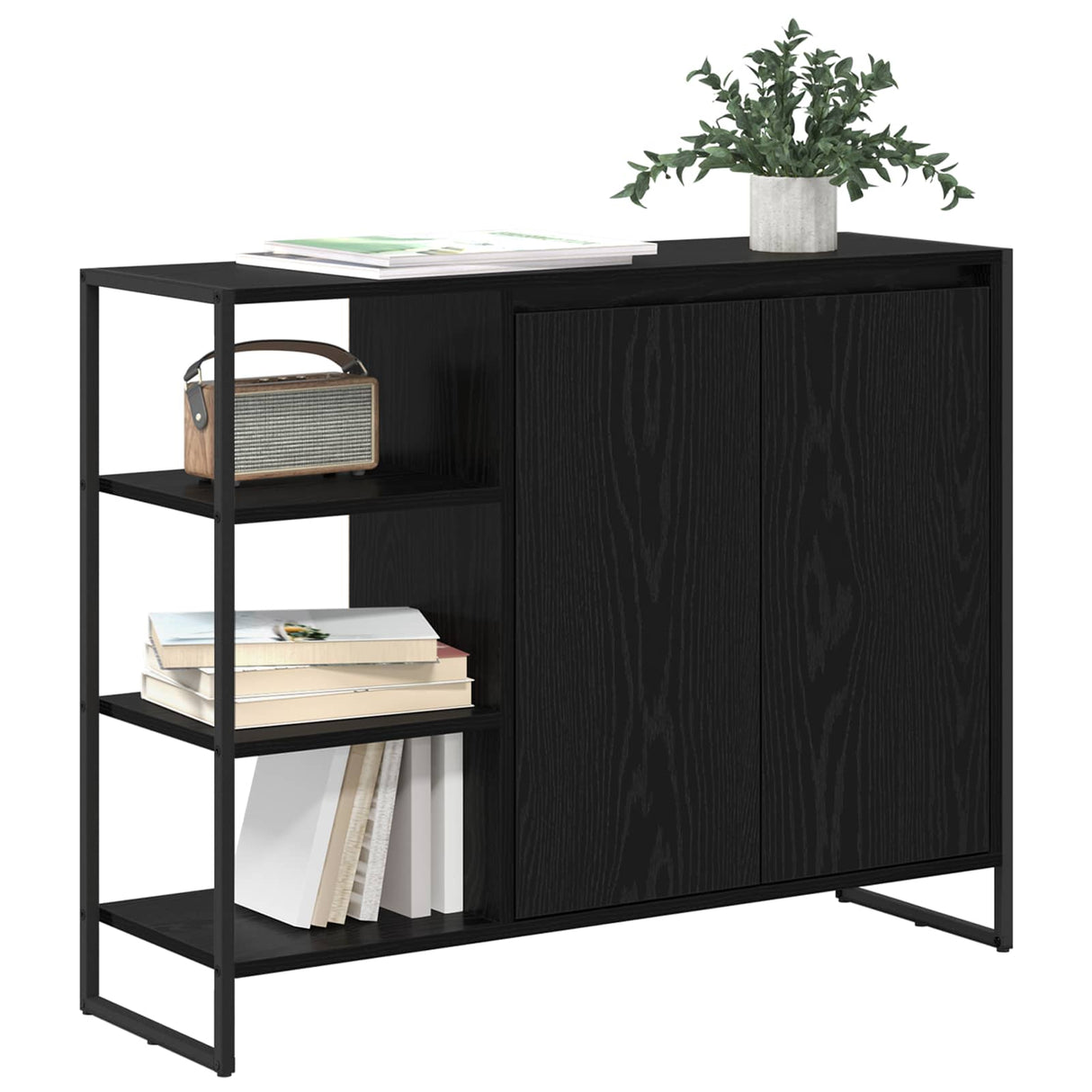 vidaXL Sideboard Black Oak 96.5 x 30 x 75 cm Engineered Wood