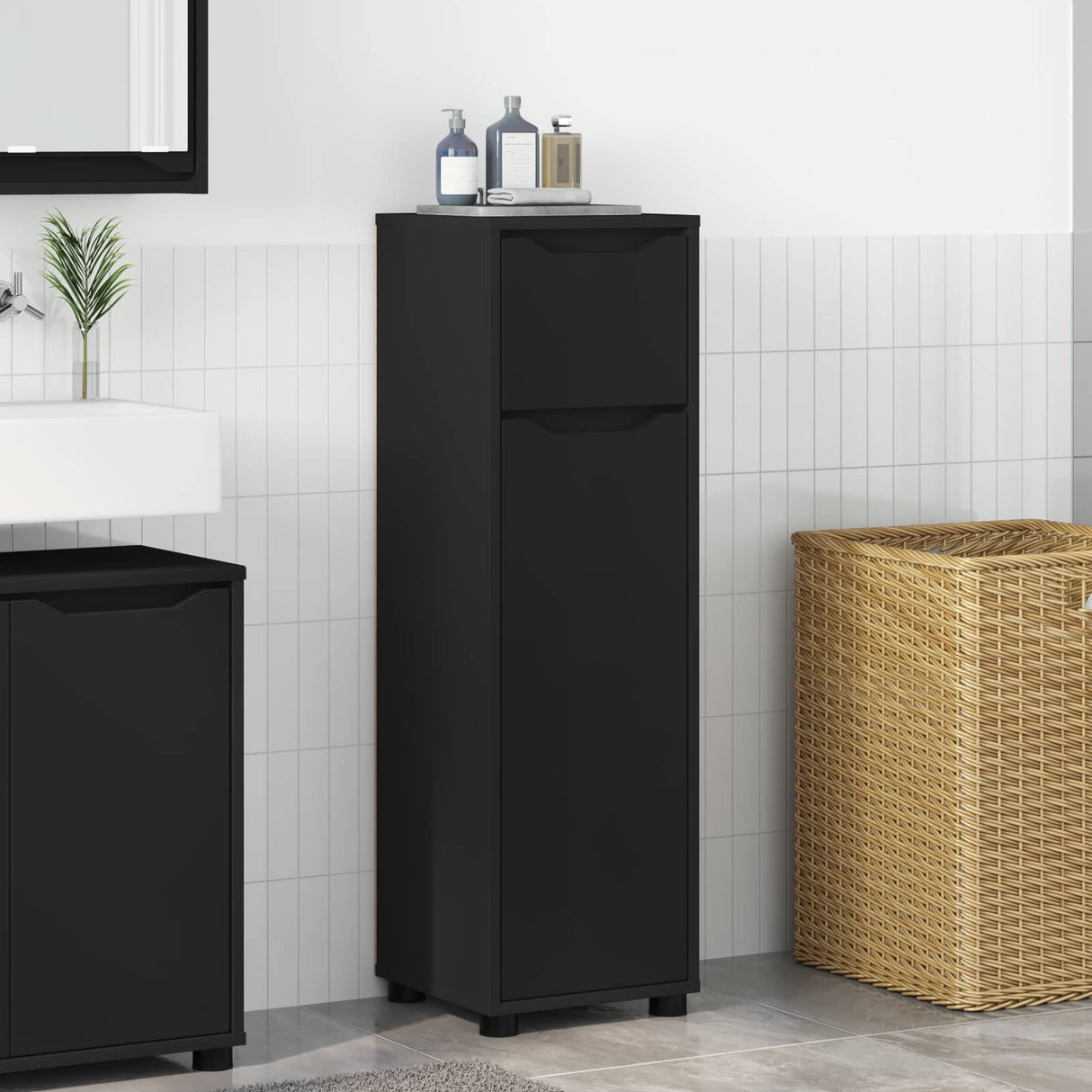 vidaXL Badkamerkast met lade Wit 30,5 x 30 x 101 cm Bewerkt hout