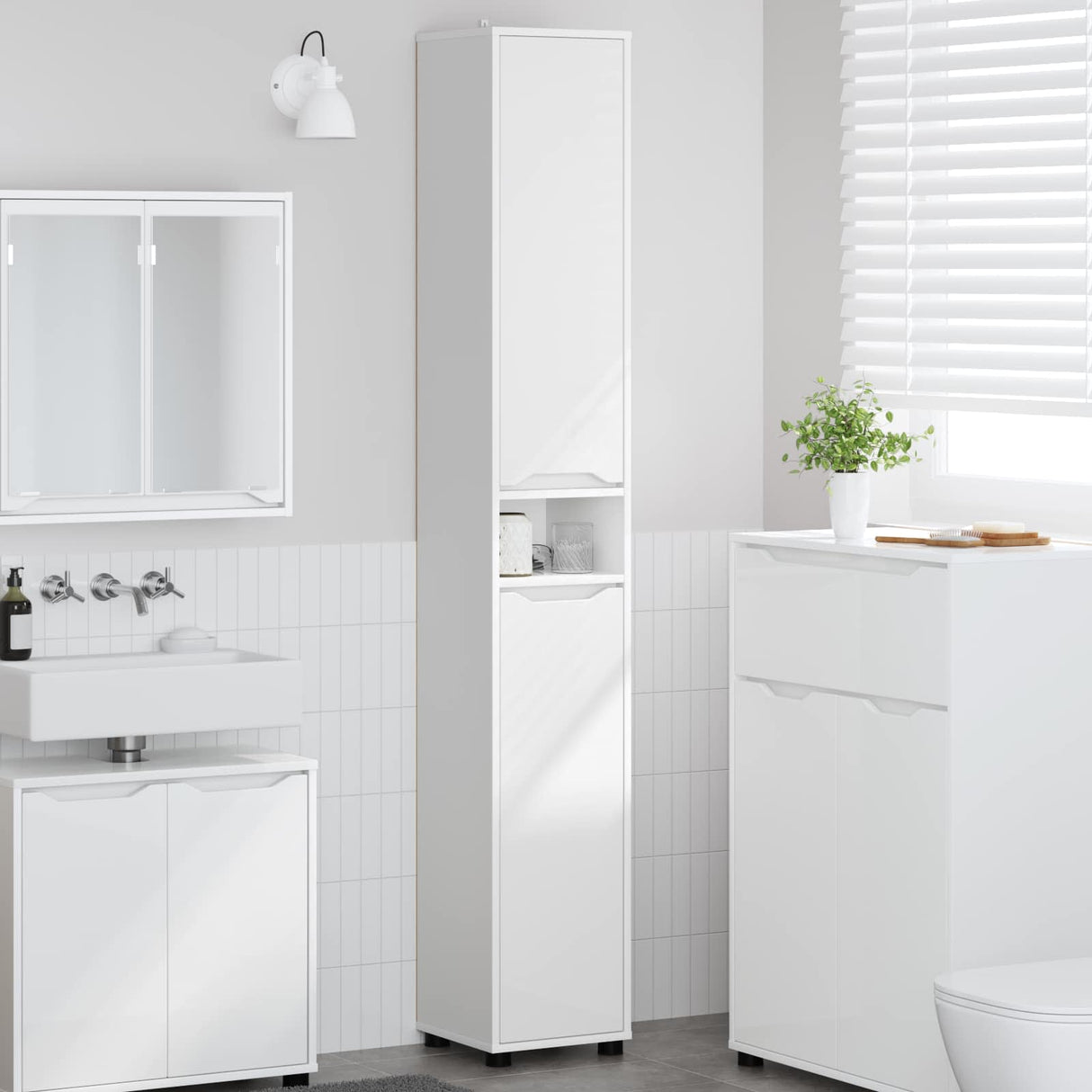 vidaXL Badkamerkast met plank Wit 30,5 x 30 x 195 cm Bewerkt hout