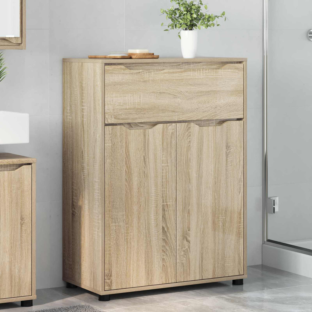 vidaXL Badkamerkast met lade Wit 72,5 x 36,5 x 100 cm Bewerkt hout