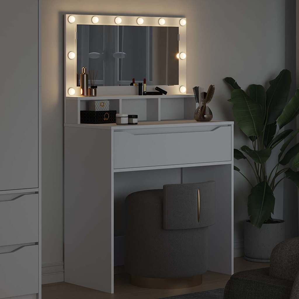 vidaXL Slaapkamer Toilet Tafels Wit 80 x 39,6 x 135 cm Bewerkt hout