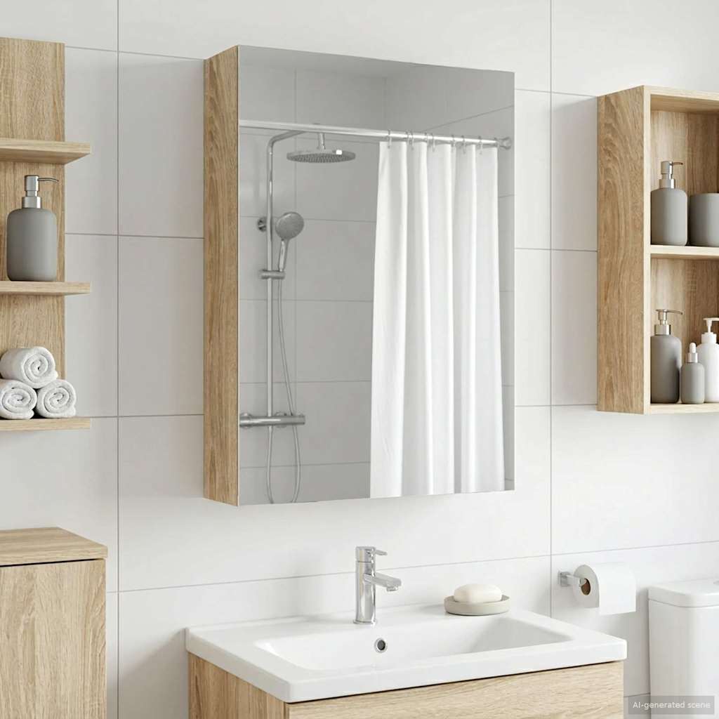 vidaXL Badkamerspiegelkast Wit 30 x 10,5 x 50 cm Bewerkt hout