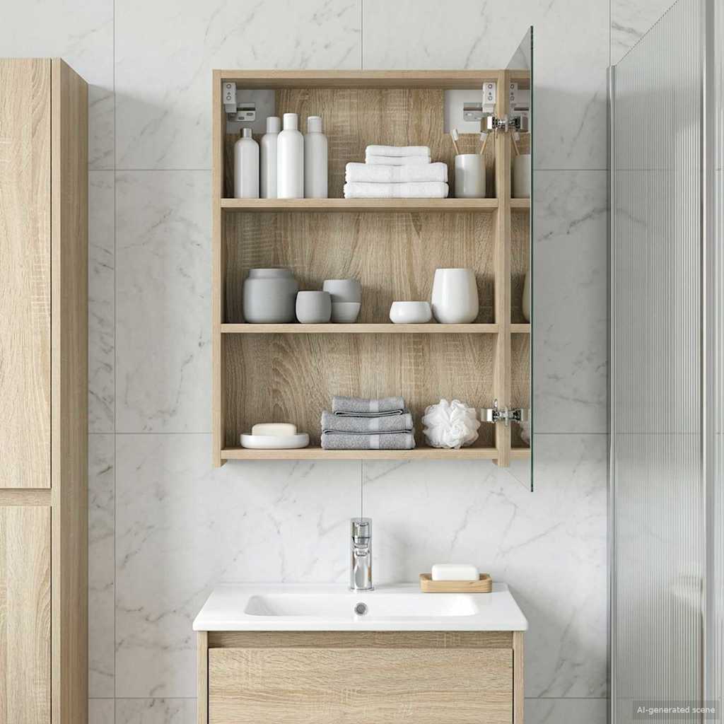 vidaXL Badkamerspiegelkast Wit 30 x 10,5 x 50 cm Bewerkt hout
