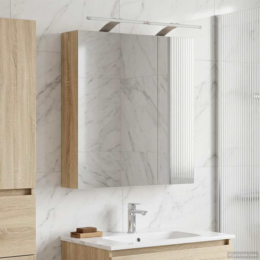 vidaXL Bathroom Mirror Cabinet White 60 x 14.5 x 70 cm Engineered Wood