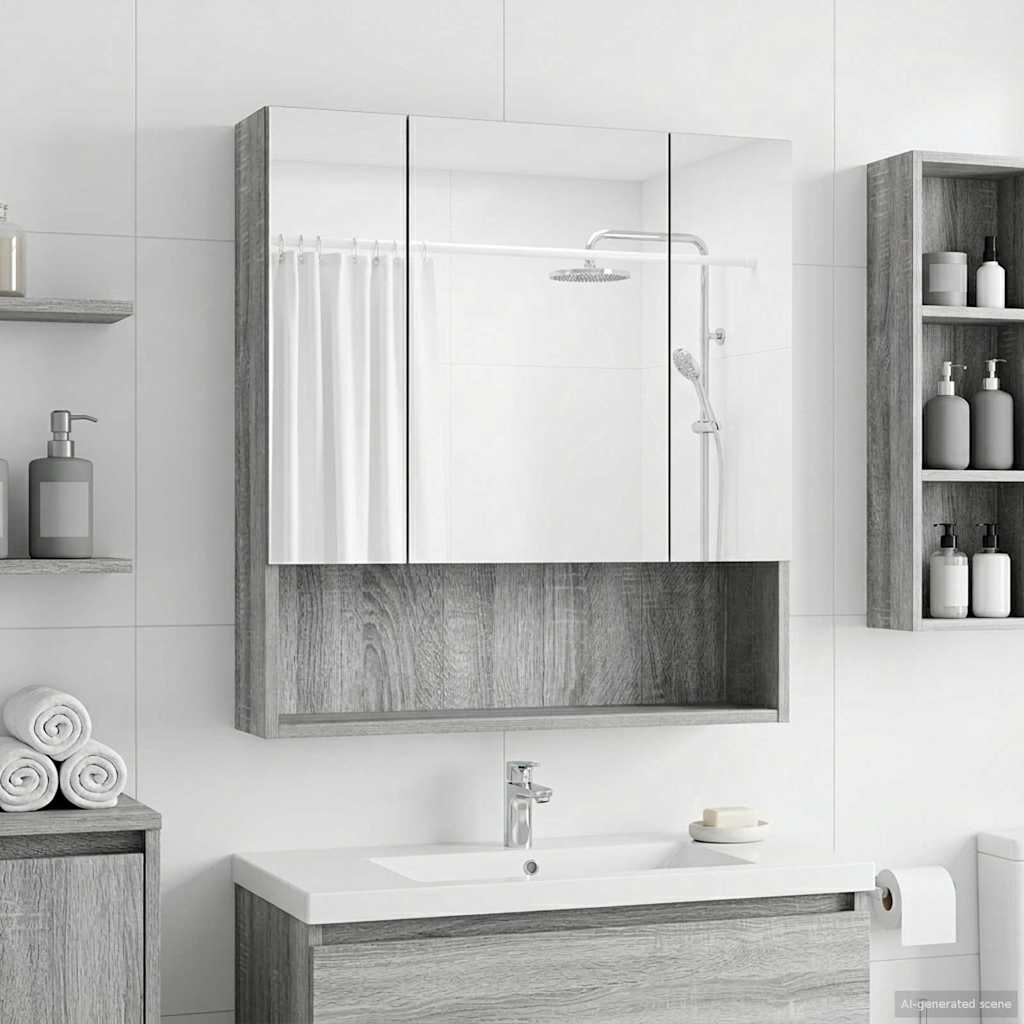vidaXL Bathroom Mirror Cabinet White 60x14.5x70 cm Engineered Wood